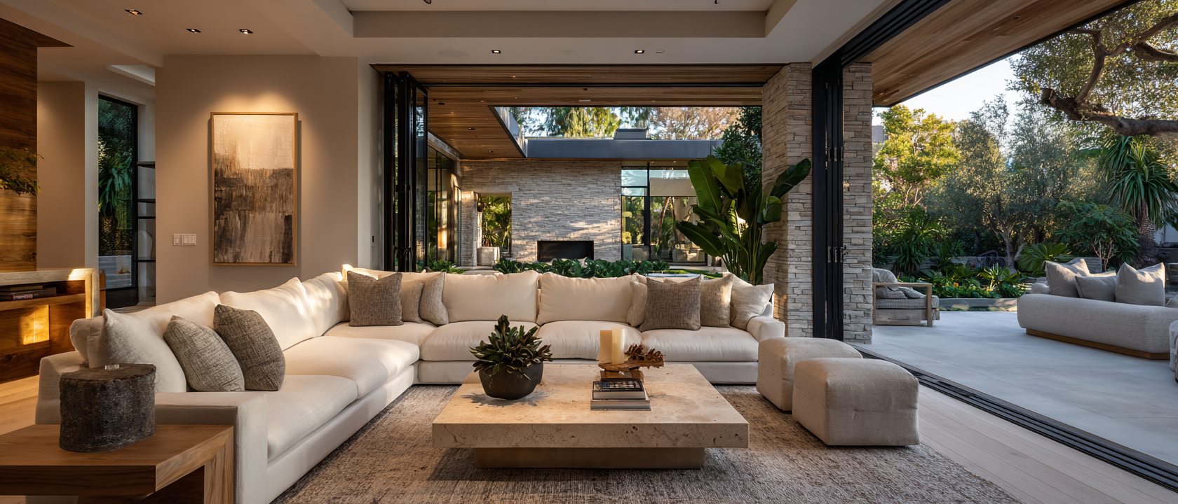 Warm modern family living room