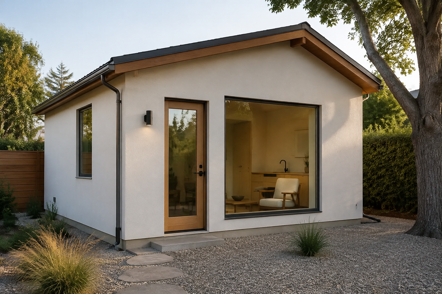 ADU Construction with natural materials and warm finishes