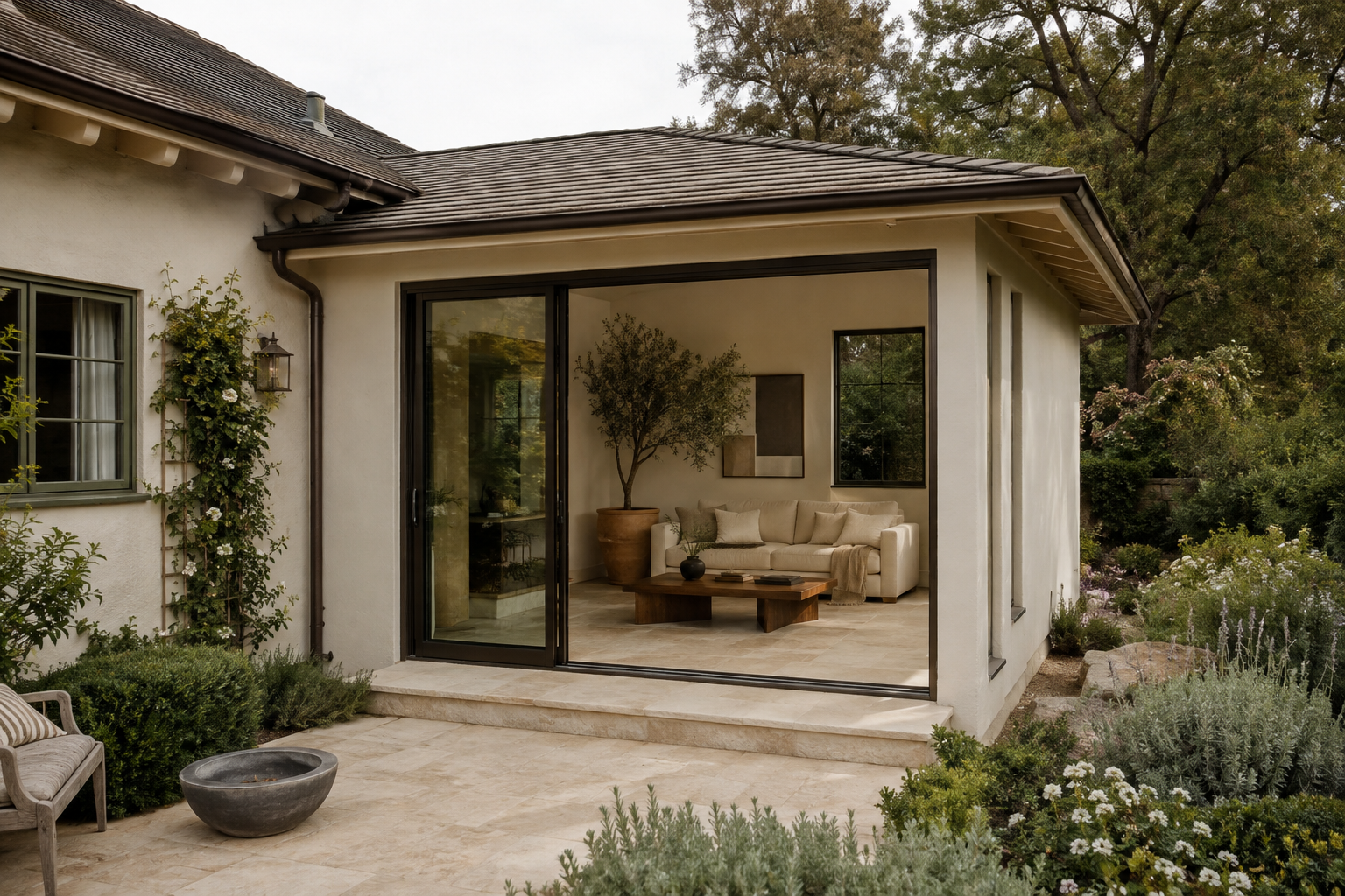Room Additions with natural materials and warm finishes